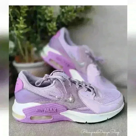 Nike Air Max Excee Womens Purple Sneakers Shoes Made with Swarovski Crystals - Picture 4 of 11